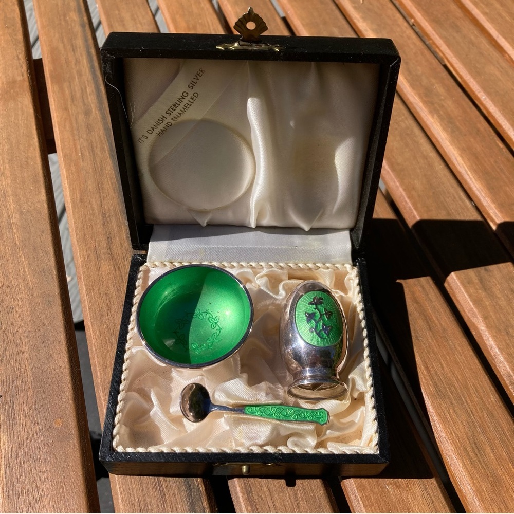 Vintage Meka Danish Sterling Silver Salt and Pepper Set